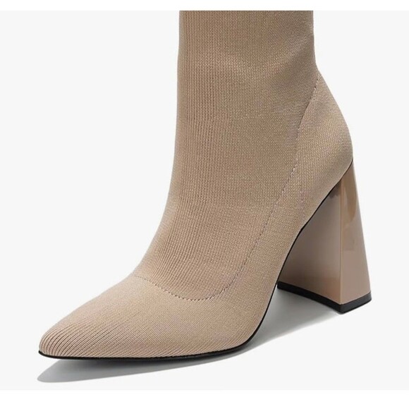 NEW Cape Robbin Faina Tan Sock Bootie Women’s Size 11 Heels Pointy Toe Boots - Picture 10 of 10